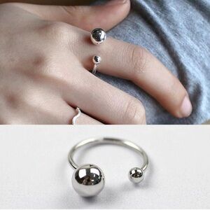 Sterling Silver Double Ball Ring